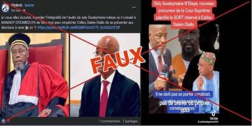 Cet audio attribué à Sidy Souleymane Ndiaye, Procureur général près la Cour suprême, est faux ! 13 Cet audio attribué à Sidy Souleymane Ndiaye, Procureur général près la Cour suprême, est faux !